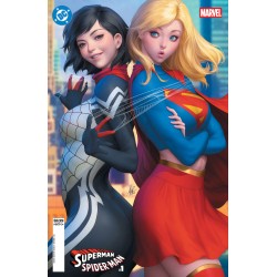 DC Marvel Superman Spider-Man #1 (One Shot) Cover M Stanley Artgerm Lau Supergirl & Silk Card Stock Var