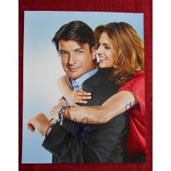 Autographe de Stana KATIC & Nathan FILLION "CASTLE" 8 X 10" GREAT HAND SIGNED W/COA