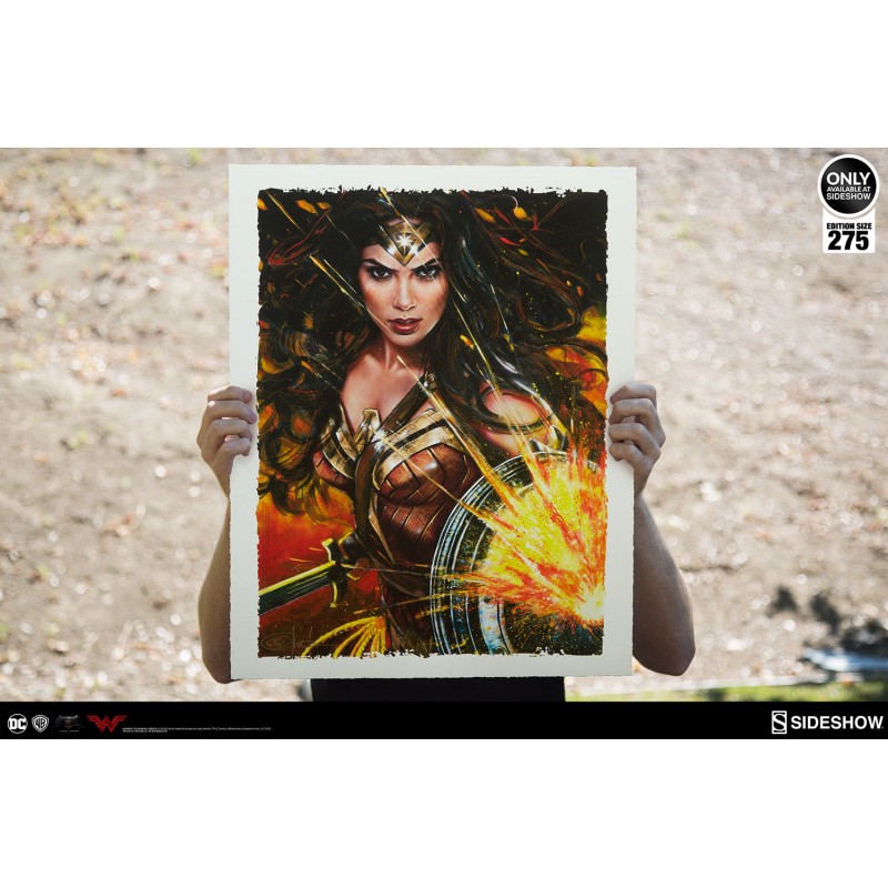 Wonder Woman Gal Gadot - Sideshow Premium Art Print d'Olivia De Berardinis encadré (Framed) limited 275/monde