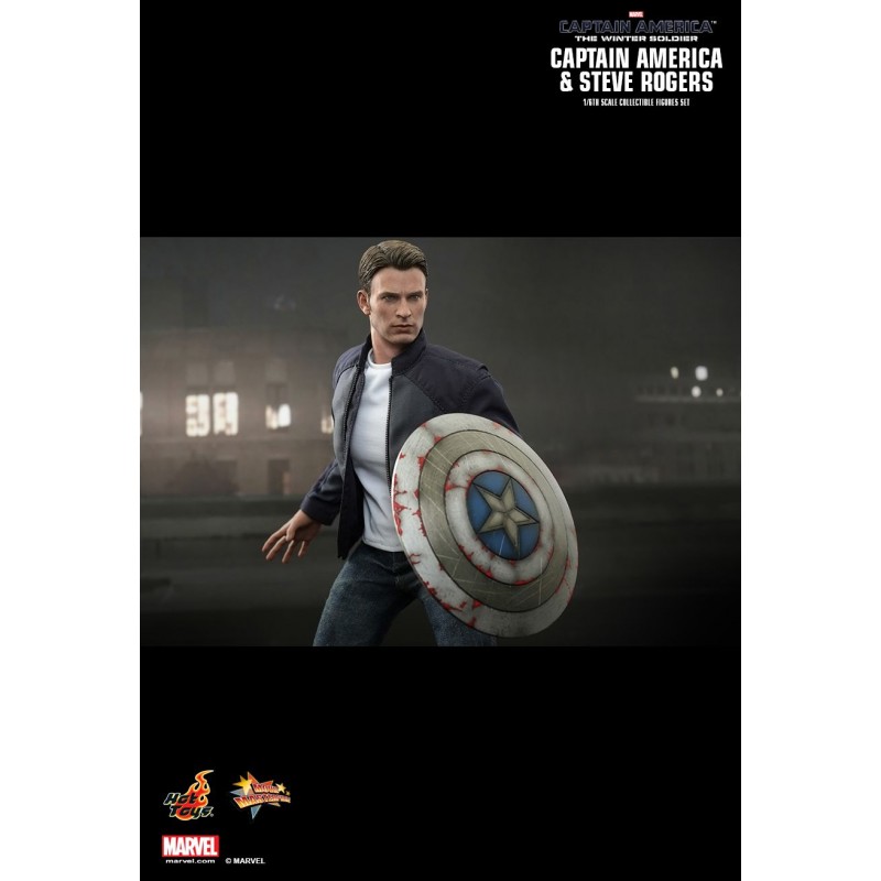 Hot Toys MMS243 Captain America Le Soldat de l'Hiver Captain America & Steve Rogers ( Chris Evans ) 12" 31cm
