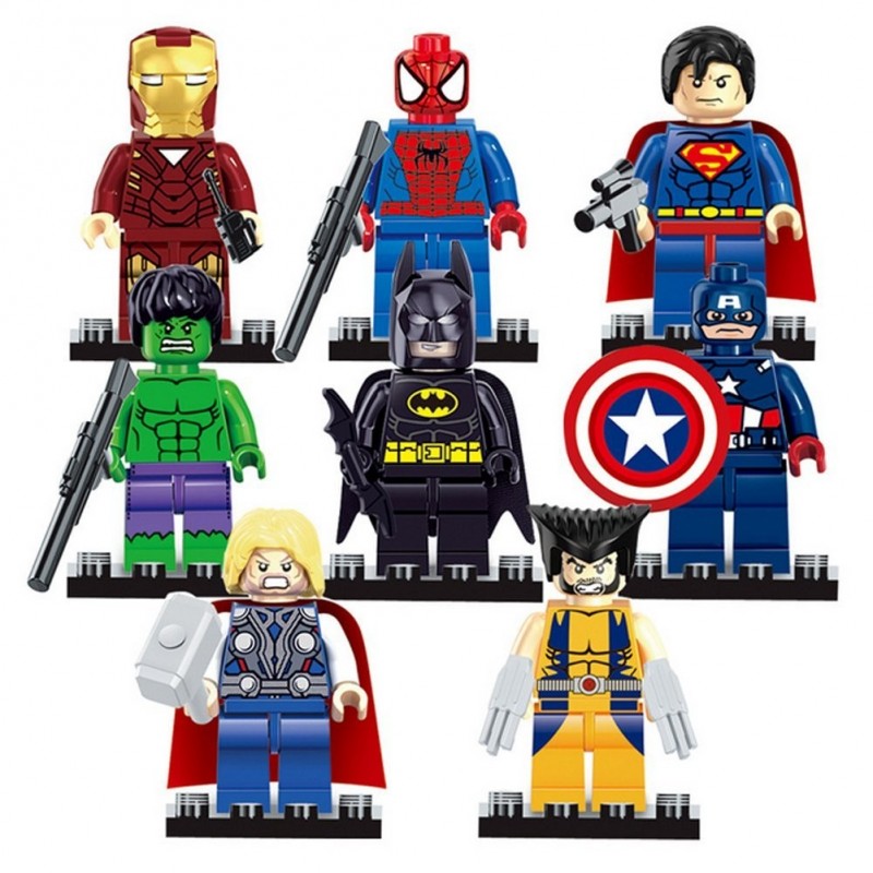 Marvel Assemblage construction Figurines Jouets Avengers Age of Ultron Avengers Figurine avec Base et cartes 8-pack