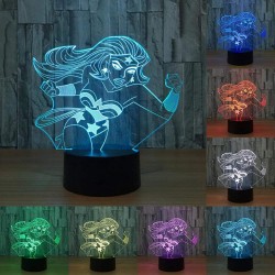 Wonder Woman 3d Lampe 7 Couleur Led Nuit Lampes tactile Led Usb Table Lampe