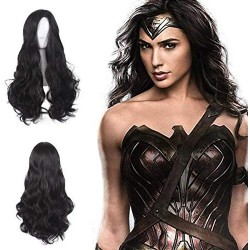 Cosplay - Wonder Woman Gal Gadot - Perruque Noir Ondulée - Ani·Lnc