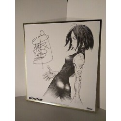 Shikishi exclusif d'Alita / Gunnm autographe signé par l'auteur Yukito Kishiro lors du salon de BD d'angoulème 2020