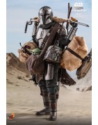 Hot Toys TMS052 Star Wars The Mandalorian Action Figurine 1/6 The Mandalorian & Grogu Collectible Set (Deluxe Version) 30cm
