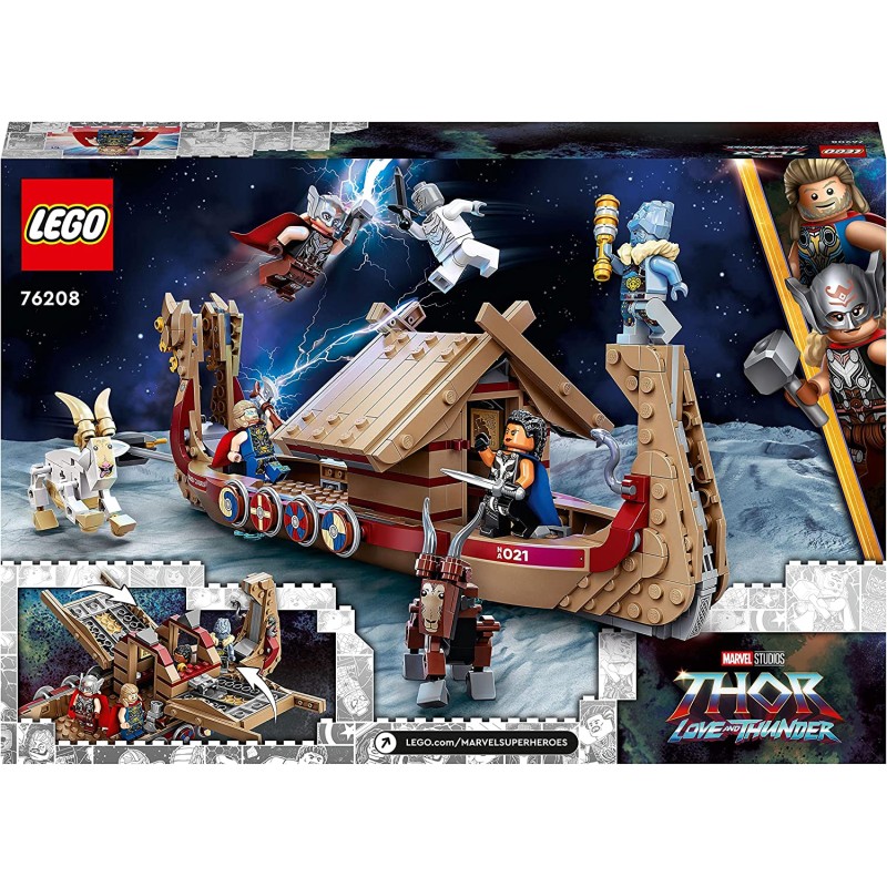 Lego 76208 Marvel Le Drakkar de Thor, Jouet à Construire de Bateau avec Minifigurines Avengers et Stormbreaker