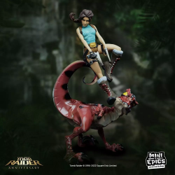 Tomb Raider Mini Epics Figurine Lara Croft & Raptor 24cm