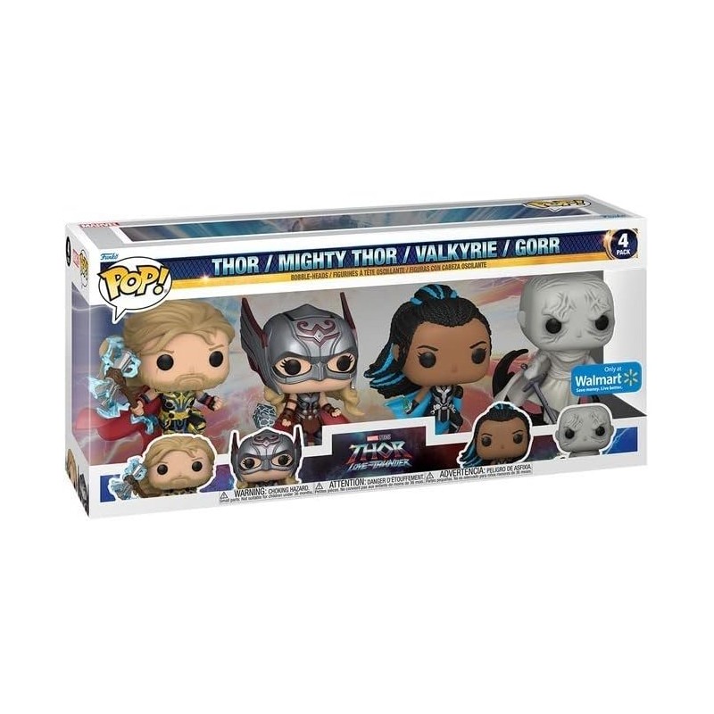 Funko Pop - Coffret de 4 figurines POP Thor 4 : Love and Thunder Thor, Mighty Thor, Valkyrie & Gorr US Exclusive Pop ! Funko Pop - Coffret de 4 figurines POP Thor 4 : Love and Thunder Thor, Mighty Thor, Valkyrie & Gorr US Exclusive Pop !