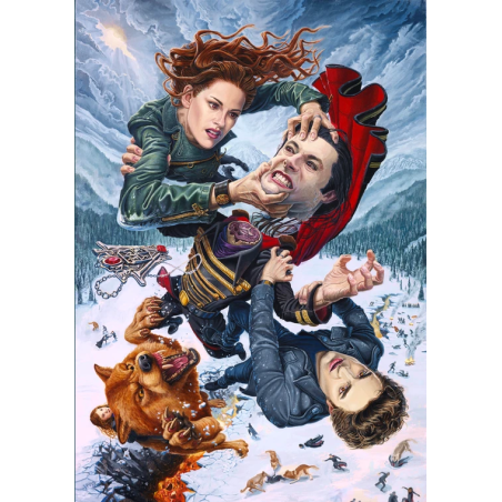 Reproduction d'une peinture à l'huile de Twilight le combat final : ARO'S END fait par Julien Vergé - 122x88cm